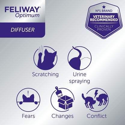FELIWAY Optimum 3x30 Day Cat Calming Odourless Refills for Pheromone Diffuser, 3x48ml Value Pack