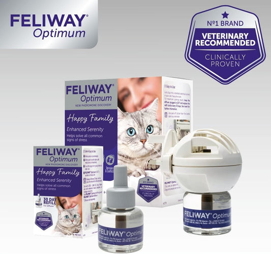 FELIWAY Optimum 3x30 Day Cat Calming Odourless Refills for Pheromone Diffuser, 3x48ml Value Pack