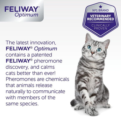 FELIWAY Optimum 3x30 Day Cat Calming Odourless Refills for Pheromone Diffuser, 3x48ml Value Pack