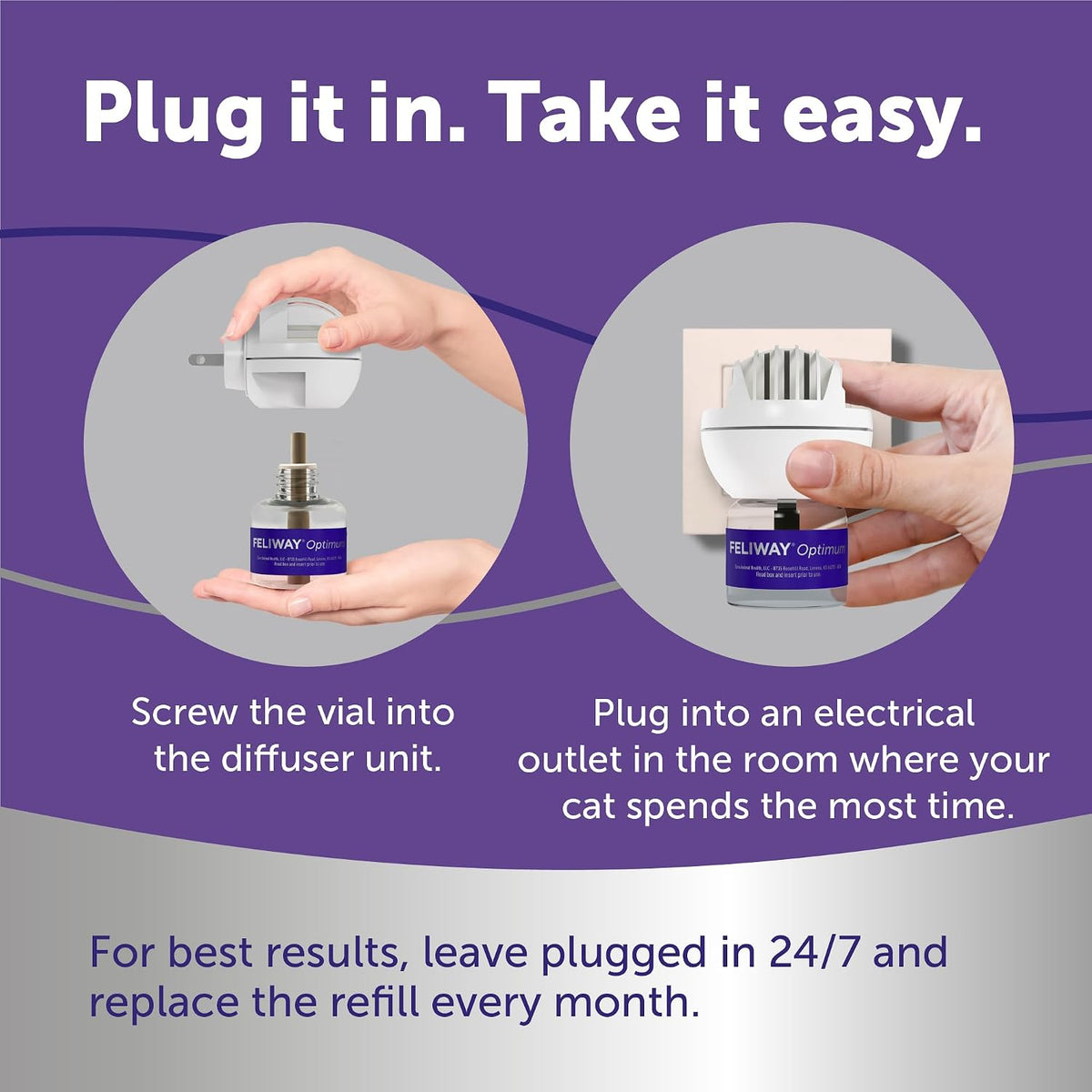 FELIWAY Optimum 3x30 Day Cat Calming Odourless Refills for Pheromone Diffuser, 3x48ml Value Pack